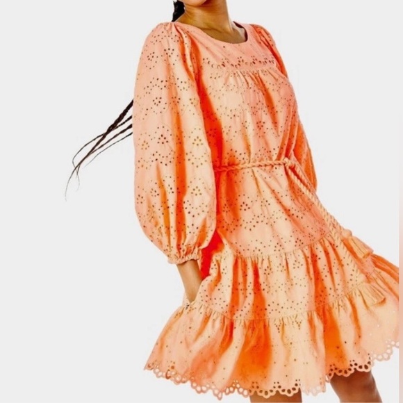 Lilly Pulitzer Keyla Eyelet Dress - Size XL - Bellini Riviera Bright Orange - Picture 2 of 9